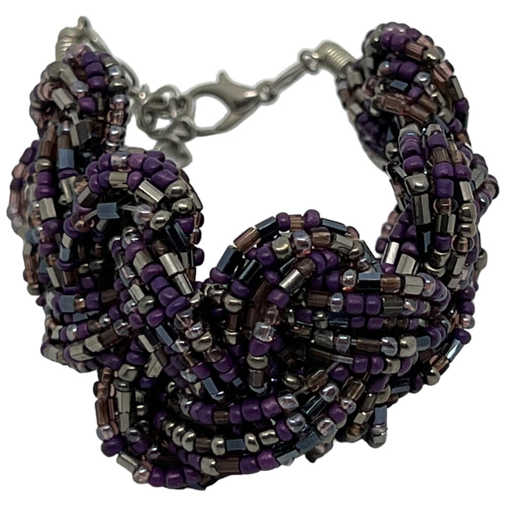 Braided Seed Bead Bracelet in Purple